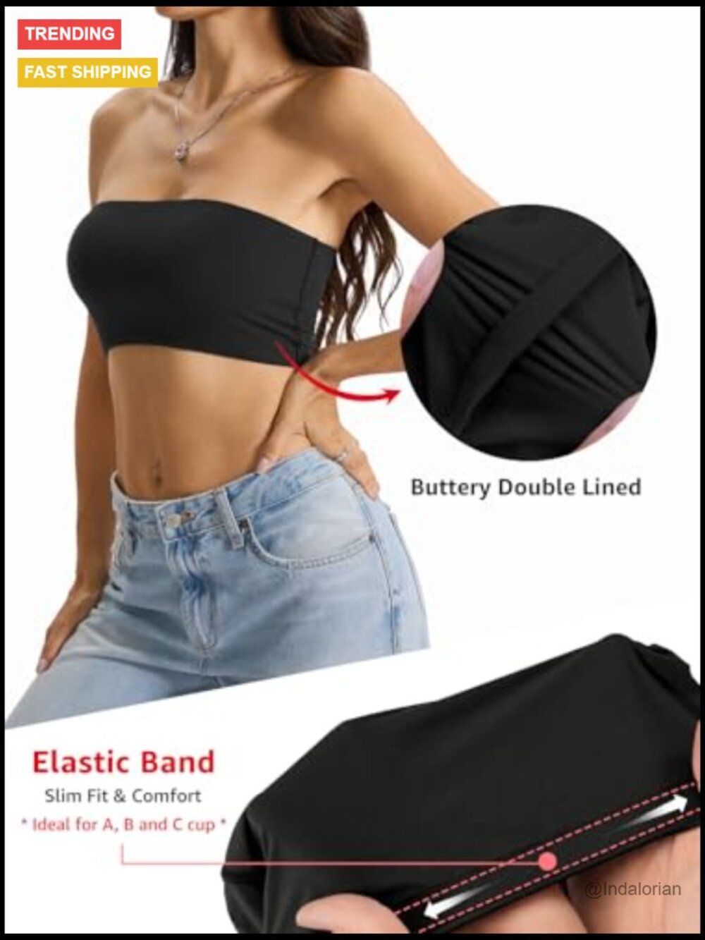 Double Lined Non-Padded Strapless Tube Top Crop Tank - Sexy Going Out - Picture 3 of 7